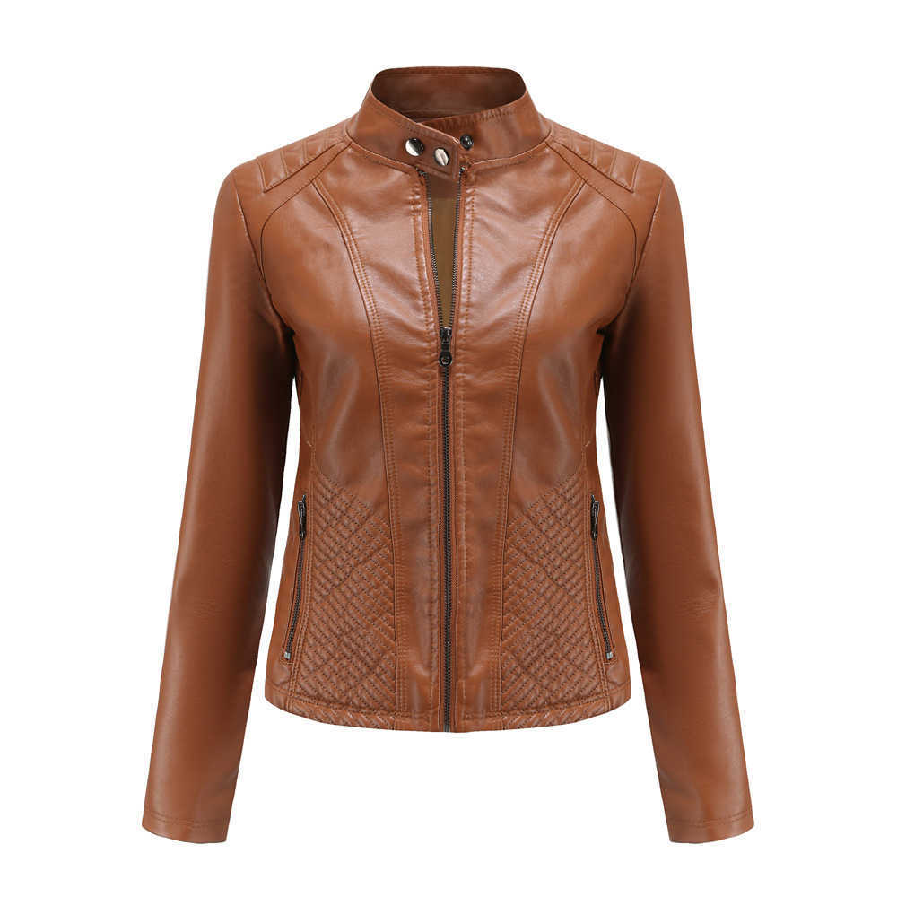 Autumn Winter Leisure Leather Clothes Womens Simple Trend Thin Coat Long Sleeve Motorcycle Jacket Womens Wear Womens Leather Womens Jacket 241209