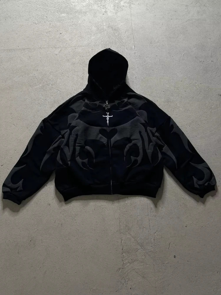 Winter Y2k Long Sleeved Pullover Pocket Hoodie Vintage Oversize Striped Foam Printing Pattern Sweater Streetwear Sweatshirt 250117