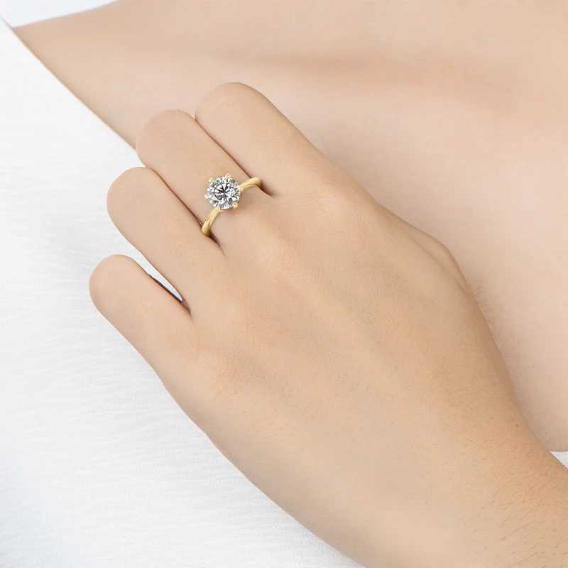 Anziw 0.5-3.0CT Moissanite Solitaire Ring Silver 925 925 sterling silver Gold Wedding Engagement Band For Women Jewelry with Certificate