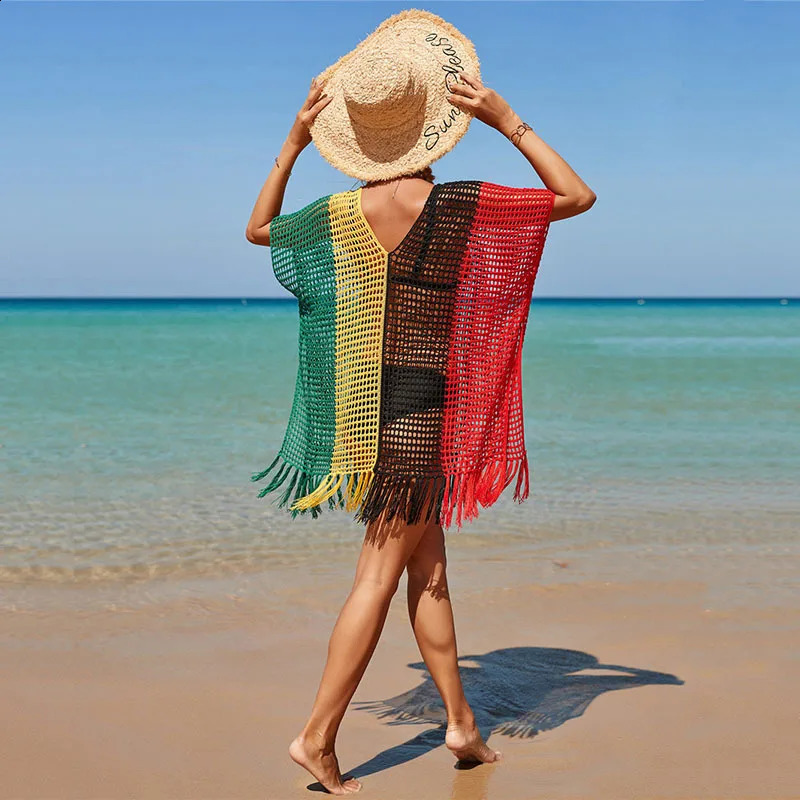 Beach Crochet Dress Bathing Suit Cover Ups Sexy Coverup for Swimwear Women Summer Outfit 250122