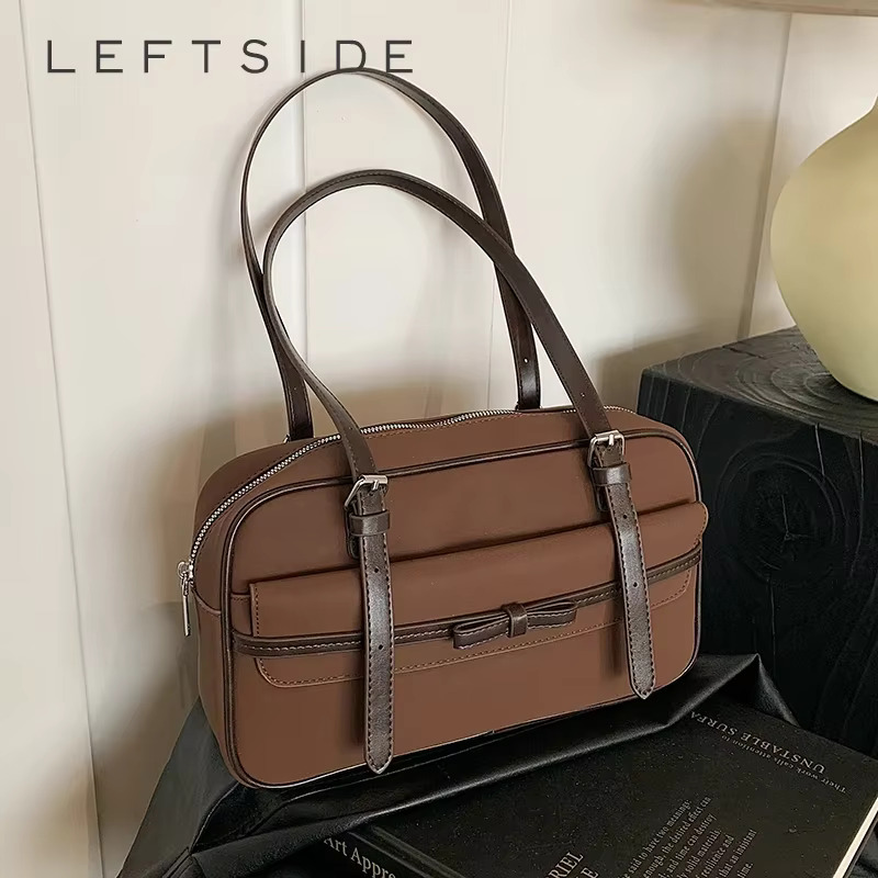 LEFTSIDE Retro NUBUCK Shoulder Bags Lady Tote Bag For Women 2024 Winter New Trend Y2k Korean Fashion Design Handbags And Purses