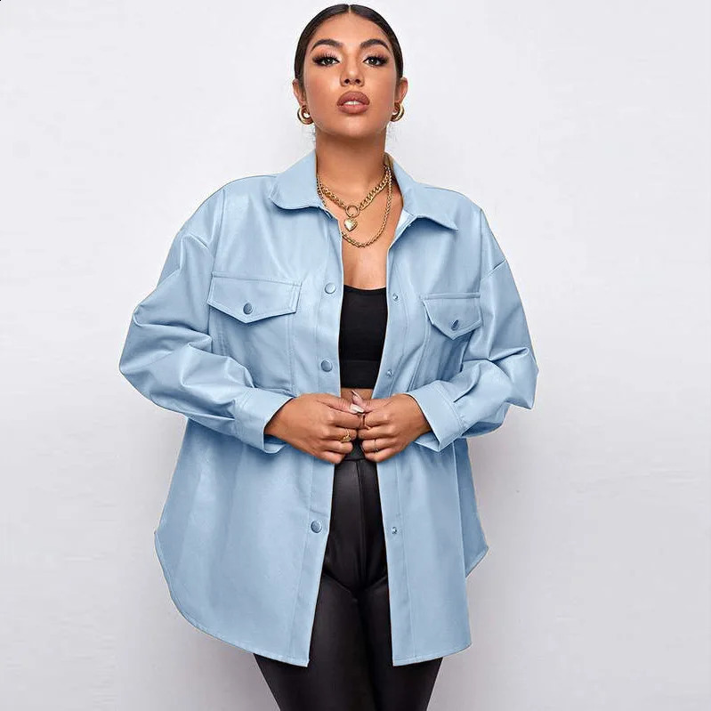 Spring and Autumn Womens PU leather ladies shirt temperament n sense of senior sense of tide ladies jacket 250122