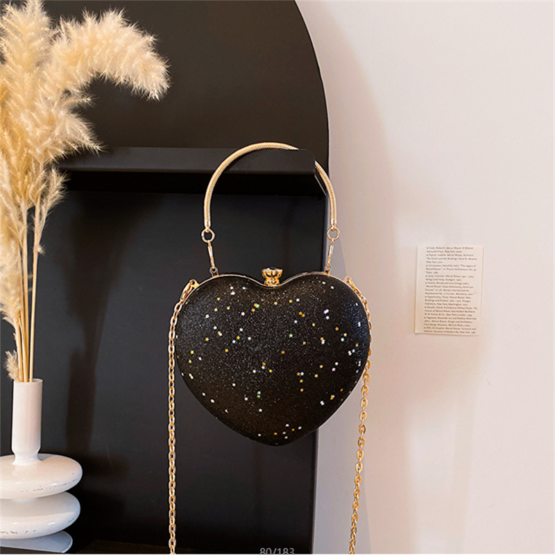 2024 New Fashionable and Trendy for Evening Party with a Love Heart Chain Strap Single Cross Shoulder Women's Bag