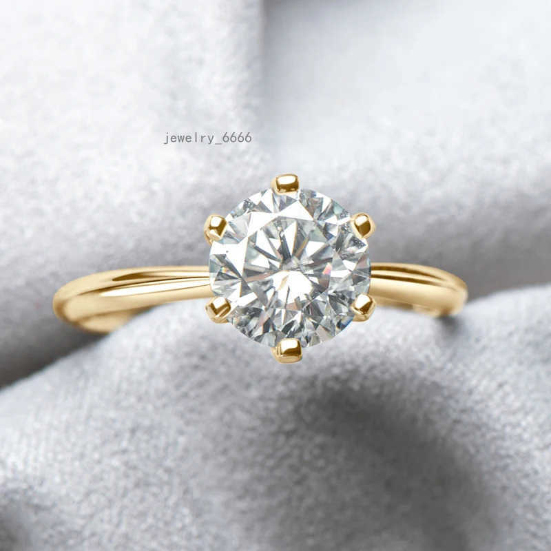 Anziw 0.5-3.0CT Moissanite Solitaire Ring Silver 925 925 sterling silver Gold Wedding Engagement Band For Women Jewelry with Certificate