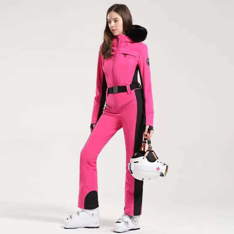 Women's Wear Winter One-Piece Suit Thickened Thermal Overalls Snowboard Jacket Jumpsuits Slim Fitting Ski Set Wind Proof Waterproof
