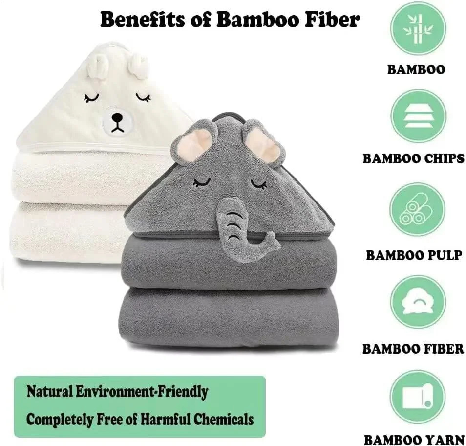 2 Pack Bamboo Hooded Baby Towel Premium Soft Bath Towel for Bathtub for Babie Natural Baby Stuff Towel for Boy and Girl 250114