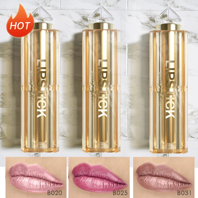 Silky Soft 3pcs/Set Matte Glitter Korean Lipstick Set Pearl Shimmer Waterproof Long Lasting Glitter Pink Orange Makeup Lipstick 250108