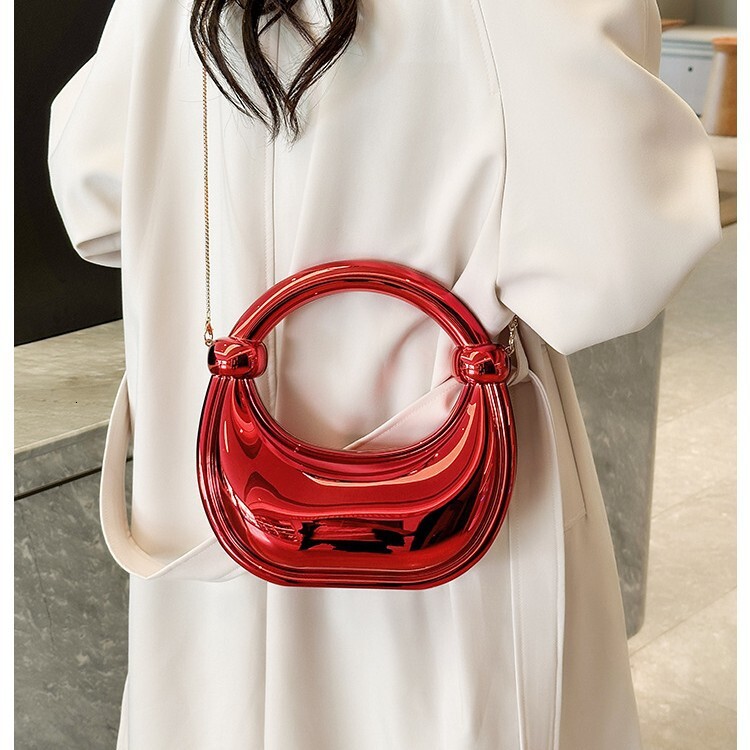 new style Double Knot Bent Moon Gold And Silver Ornament Home Decoration Handbag Makeup Acrylic Bag