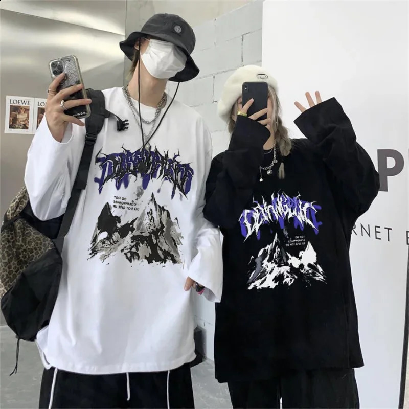 Mens T-shirt summer anime Korean clothing retro long sleeved T-shirt autumn streetwear graphic T-shirt y2k mens T-shirt 250117