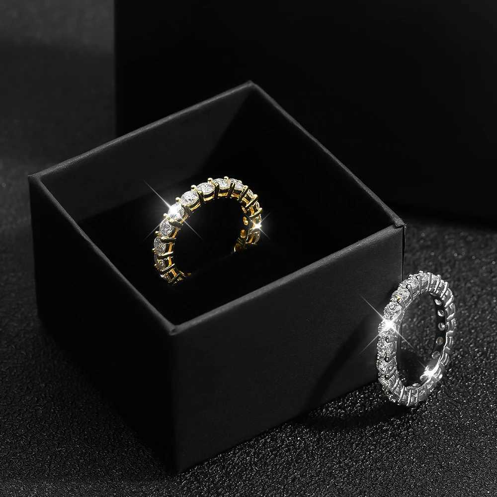 EWYA Luxury 2.2cttw 3mm Moissanite Full Enternity Diamond Engagement Ring For Women S925 Silver Wedding Band Rings Fine Jewelry