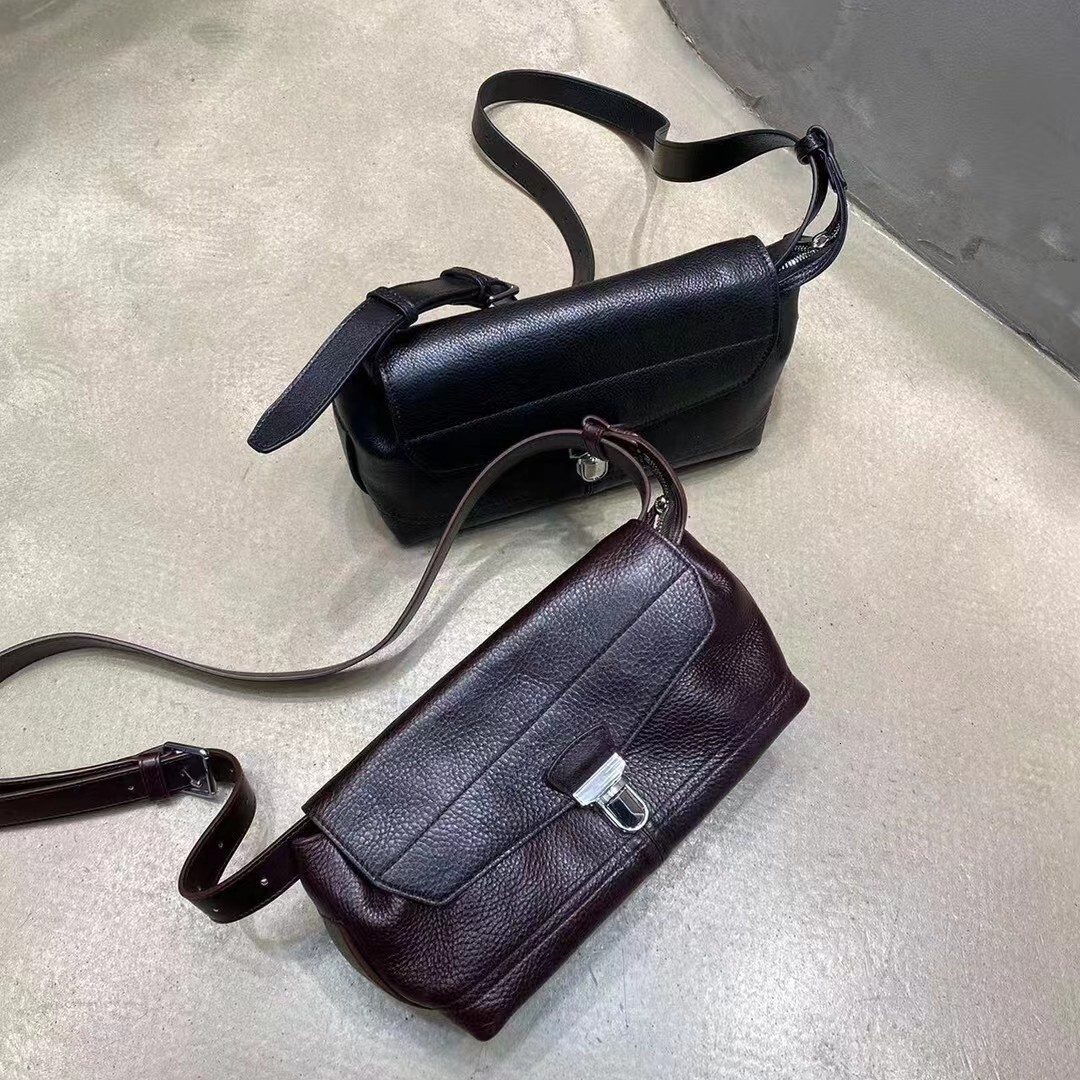 Gear flip up workwear tanned cowhide motorcycle LEMA genuine leather mailman bag, crossbody shoulder bag