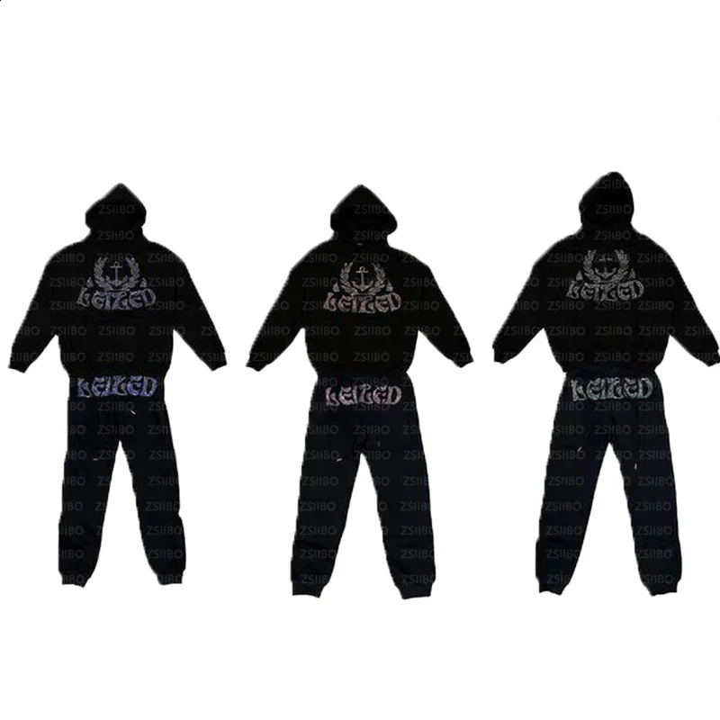Mens Y2K Fashion Hoodie with Rhinestone Alphabet Graphic Printing Zipper Hoodie Clothing Hoodie Gothic Long Sleeve Sweater Oversized Top 250117