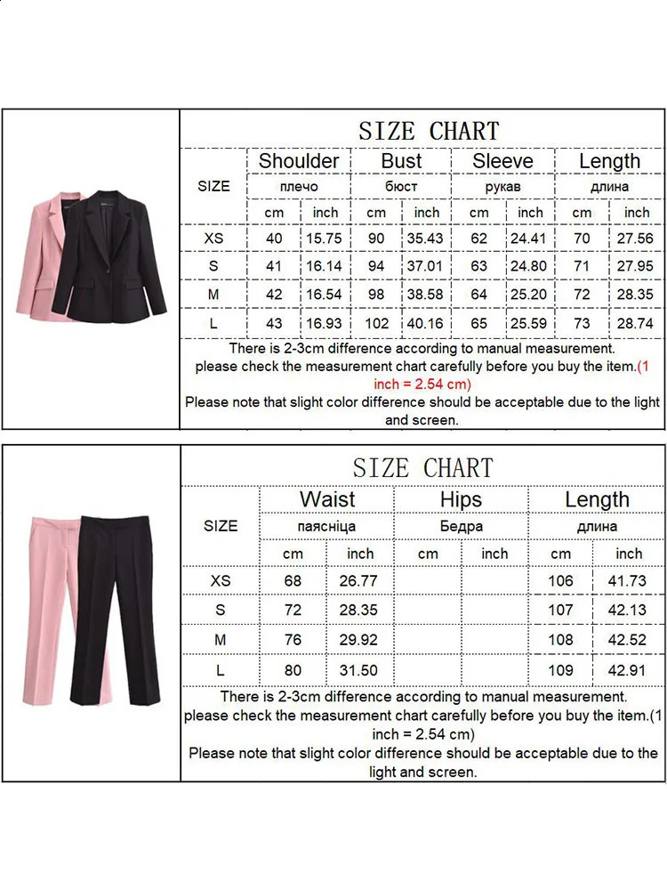 TRAF Office Lady Blazer Pant Set Fashion Long Sleevet Single Button Slim TopElegant Loose Zipper Flare Pants Outfits 250114Z