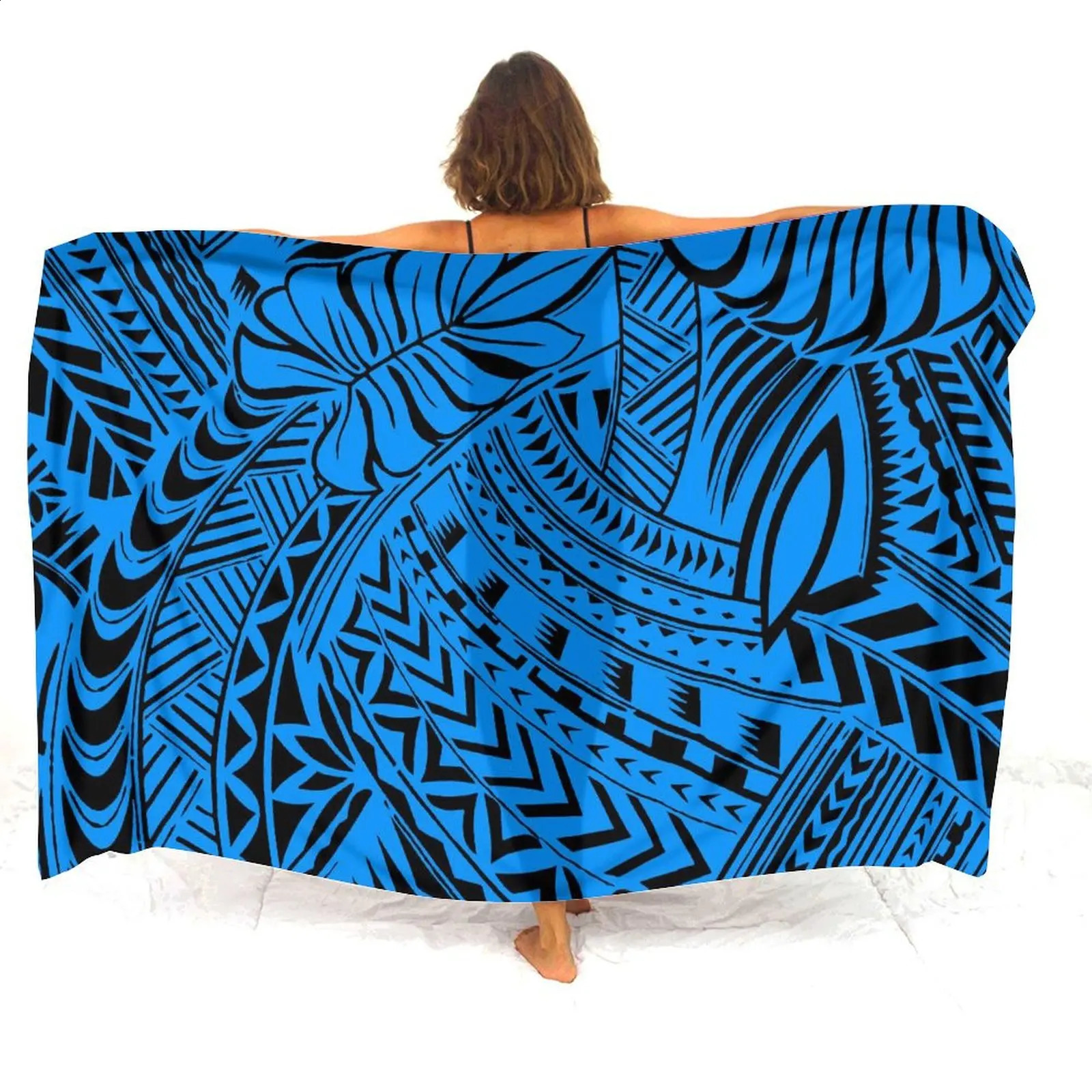 Polynesian Custom WomenS Sarong Hawaiian Beach Party Shawl Windproof Sun Protection Dress Samoa Floral Print 250120