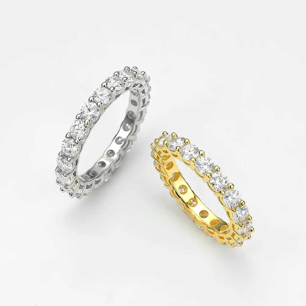 EWYA Luxury 2.2cttw 3mm Moissanite Full Enternity Diamond Engagement Ring For Women S925 Silver Wedding Band Rings Fine Jewelry