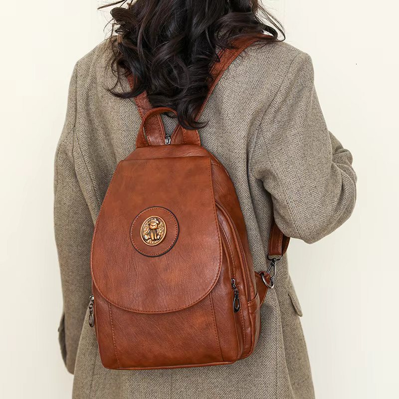 2024 High Quality Leather Large Capacity Backpack Famous Designer Brand Backpacks Fashion Travel Book Bag Sac A Dos