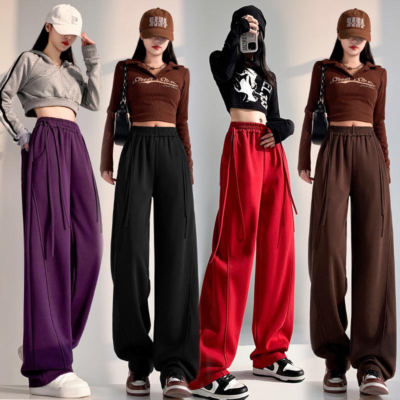 Wide-leg pants women's spring new high-waisted drape straight casual floor-mopping trousers thin and versatile loose sweatpants