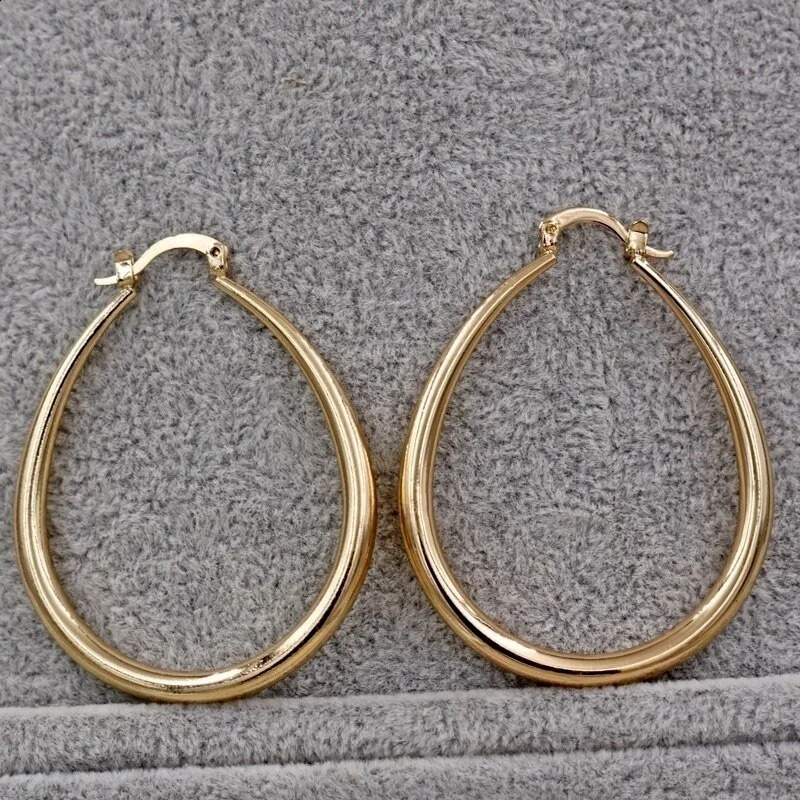 Shine Gold Color Women Earrings Fashion Smooth Hoop Earrings for Women Engagement Wedding Jewelry Gift250120