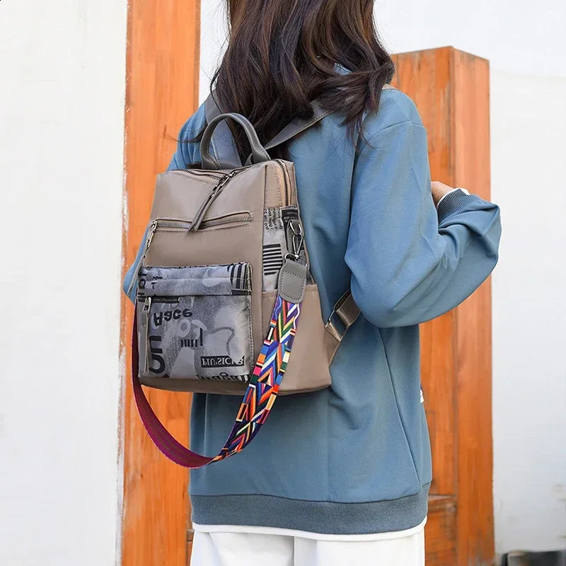 Oxford Womens Backpack Patchwork Female Travel Backpacks for Women Fashion Book Bags Woman 2023 Trend High Capacity Back Pack 250121