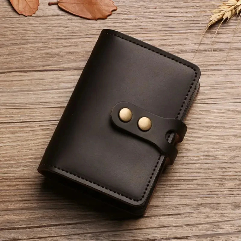 Mens Leather Card Bag Large Capacity Vintage Hasp Anti-theft Bank Credit Card Holder Case Translucent Business Card Wallet 250120
