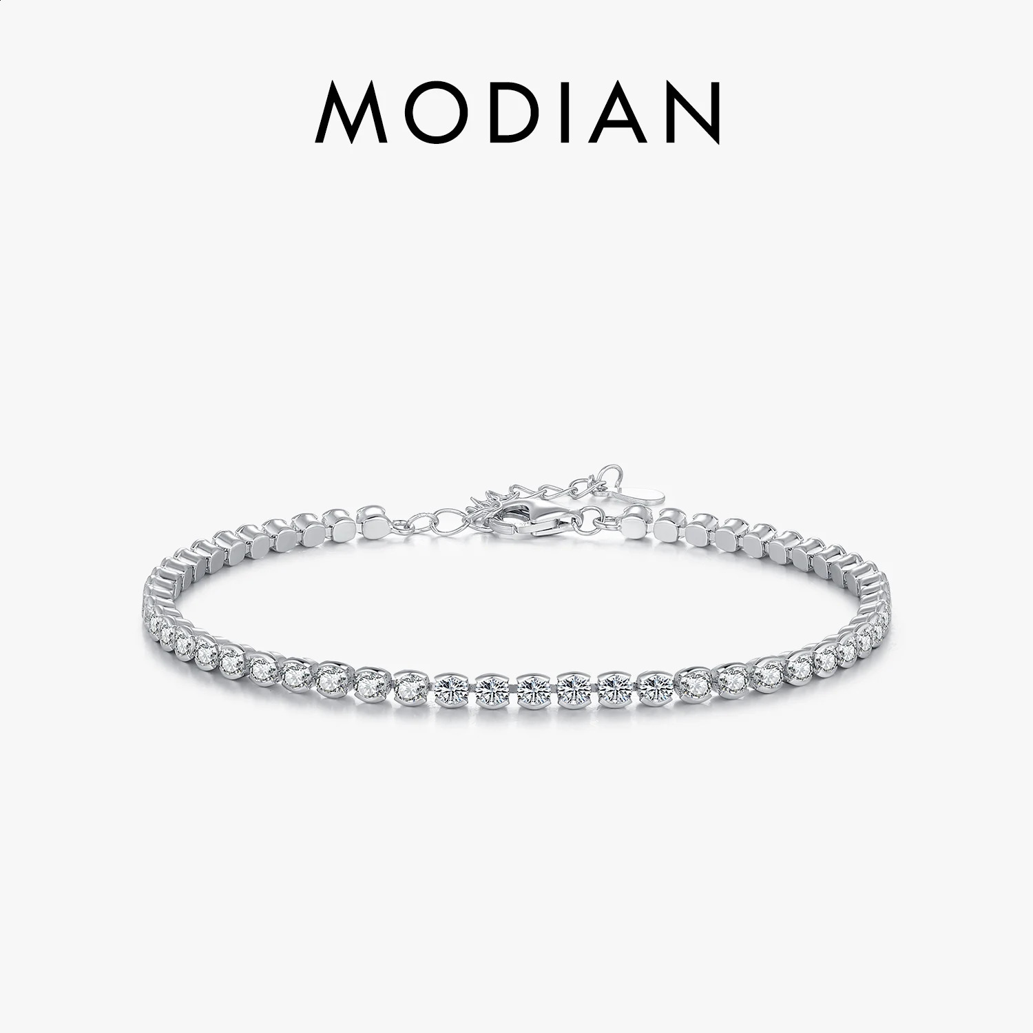 MODIAN 925 Sterling Silver Sparkling CZ Tennis Bracelet Round Zirconia Platinum Plated Bracelet For Women Fine Jewelry Gift 250121