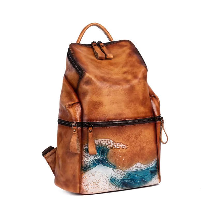 Genuine Real Soft Leather Women Backpack Big Capacity Outdoor Travel Bags 2022 Winter Handmade Natural Cowhide Backpacks Female