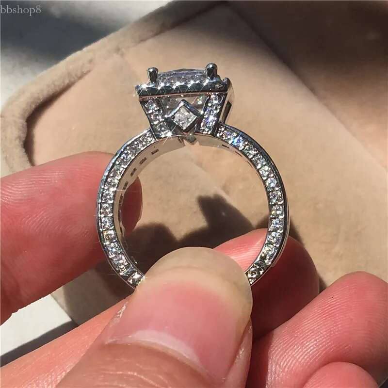 New S Sterg sier Princess Cut 3ct Lab Mossen Dia Ring Jewelry Engagement Wedding moissanite Rings for Women gift