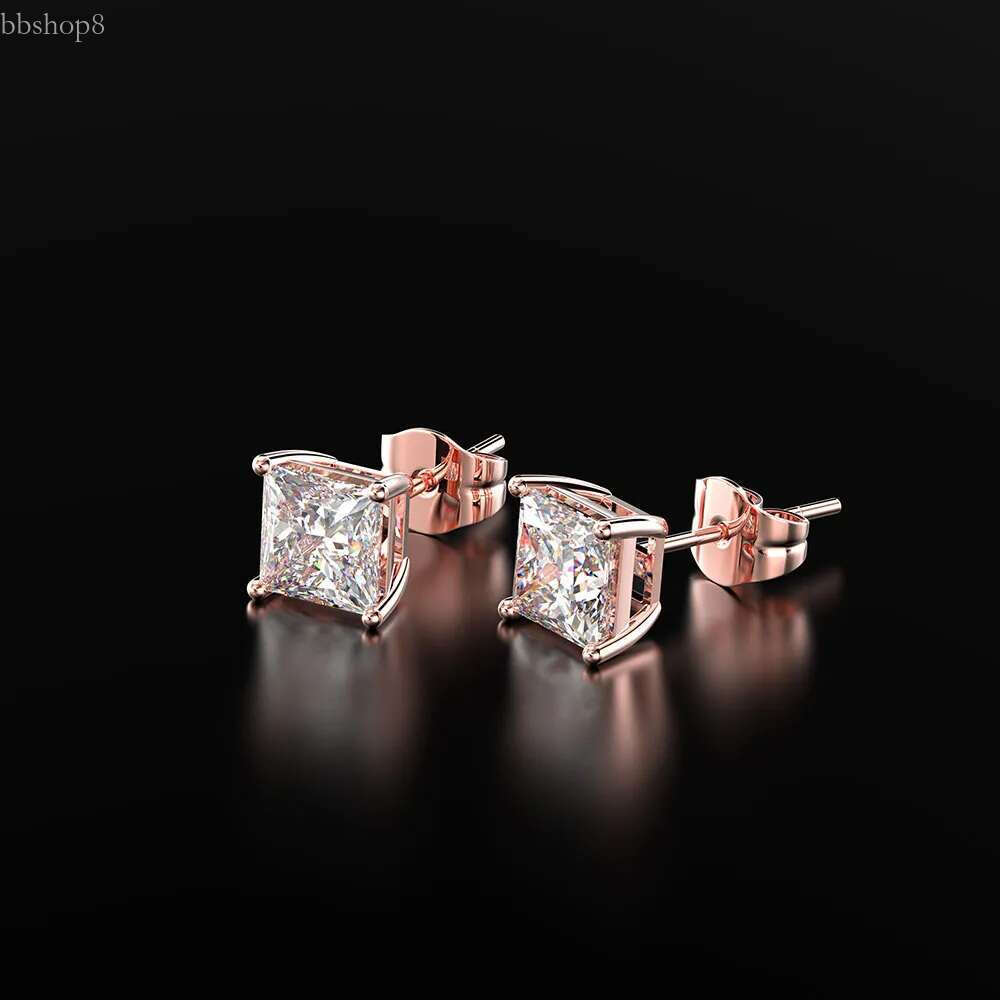 PANSYSEN Classic 6MM 7MM 8MM Square Created Moissanite Wedding Engagement Stud Earrings For Women Sier Fine Jewelry Gifts