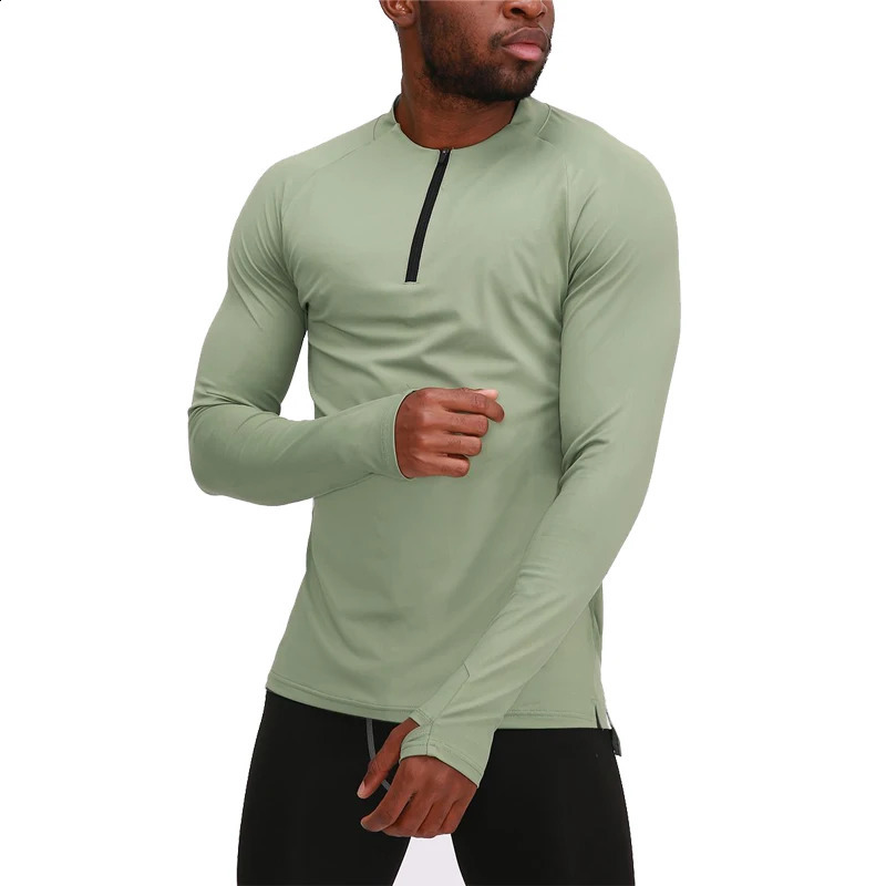 Men Sports Half Zip Long Sleeve Compression Gym Sportswear Breathable Jogging Training Running Long Shirts Fashion Top 250114