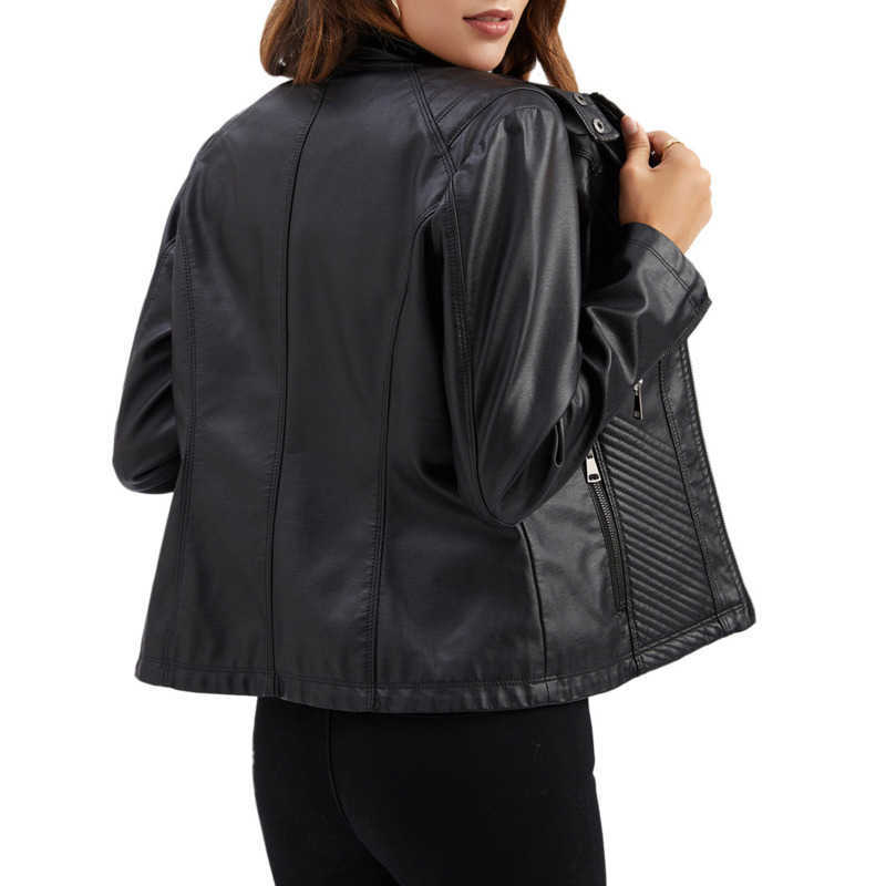 Autumn Winter Leisure Leather Clothes Womens Simple Trend Thin Coat Long Sleeve Motorcycle Jacket Womens Wear Womens Leather Womens Jacket 241209