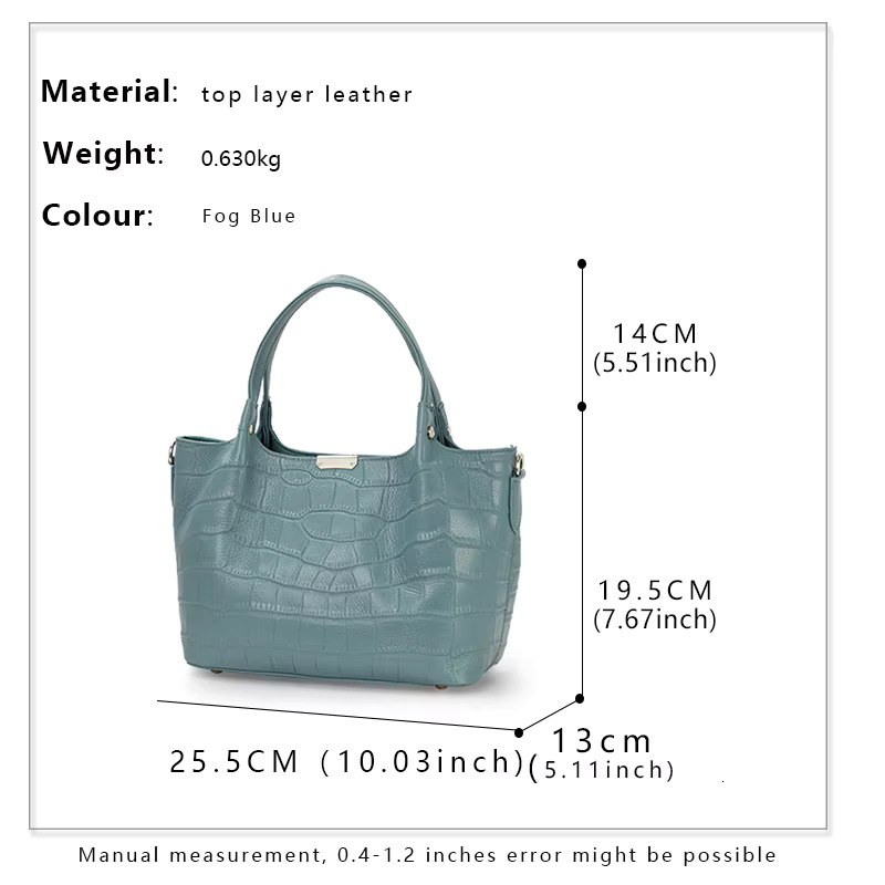 Aidrani Fashion Genuine Leather Bag With Crocodile Pattern Large Capacity Women's Handbag Solid Color Casual Versatile S