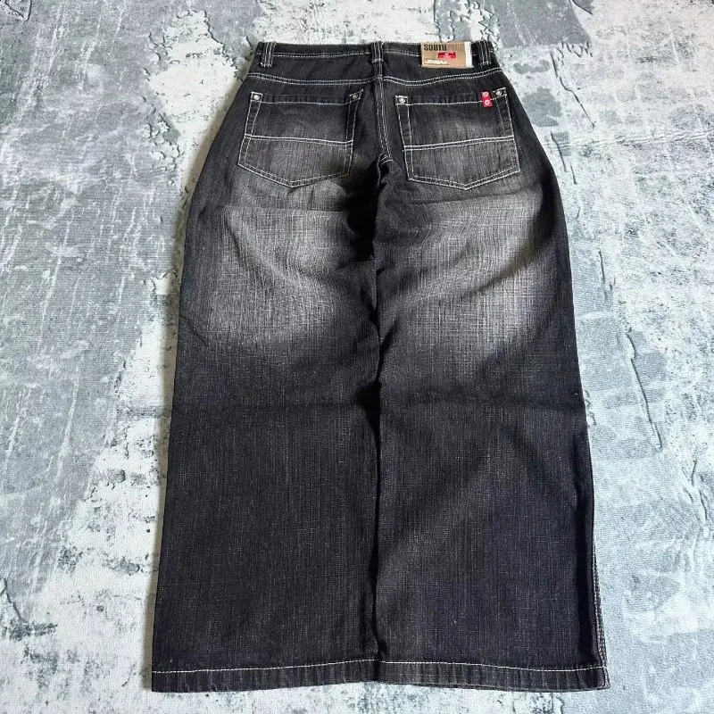 Gothic Vintage Fashion Black Washed Solid Color Baggy Jeans Women Y2K Harajuku Hip Hop Pop Rock Casual Wide Leg Pants 250117