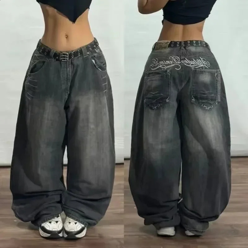 American Retro Cleanfit Fashion Print Baggy Jeans Womens Y2K Casual Joker Gothic High Waist WideLeg pants Street Wear 250122
