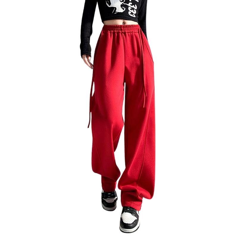Wide-leg pants women's spring new high-waisted drape straight casual floor-mopping trousers thin and versatile loose sweatpants