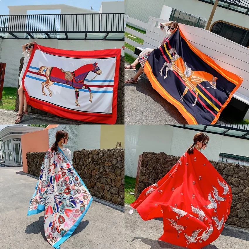 140x180cm Celebrity With The Same Cover-Ups Women Large Beach Dress Bikini Bathing Swimwear Sunburn Protection Sarong Wrap Scarf 250120