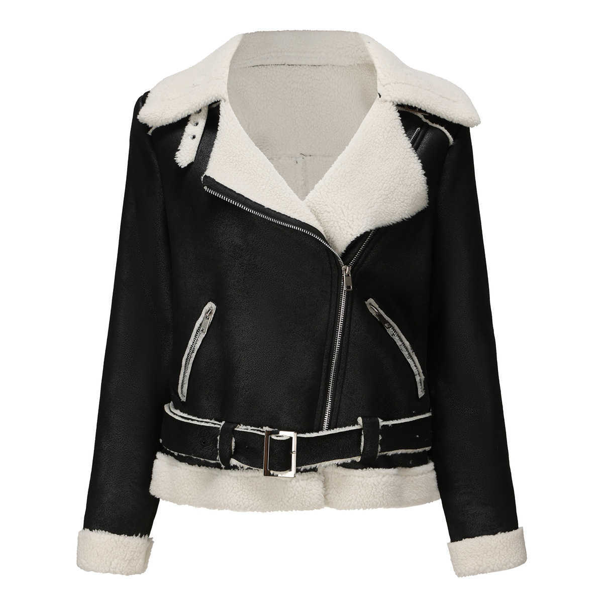 Autumn Winter Fur Jackets For Women Integrated Warm Womens Suede Jacket Leather Coat Womens Lapel Coat With Belt Womens Leather Womens Jacket 241209