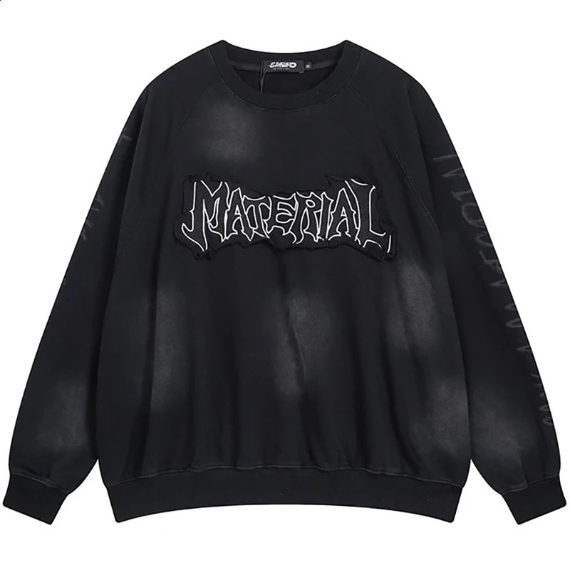 Letter Embroidery Hoodie Mens Clothing American Style Vintage Oversize In Sweatshirts Y2k Couple Gothic Punk Streetwear 250121