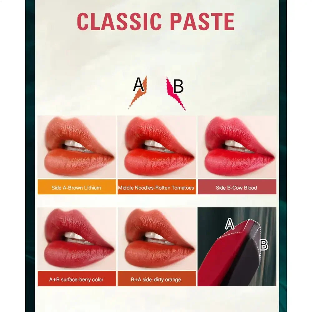 Chinese Style Lipstick Magic 10 Colors Lipstick With Mirror Changeable Color Waterproof Non-stick Cup Smooth Lipsticks Cosmetics 250108