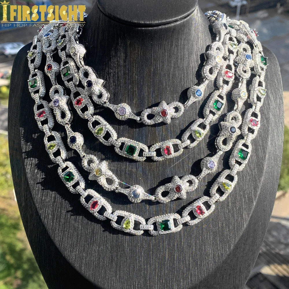 Iced Out Star Eye Pendant 11MM Cuban Link Chain Necklace Cubic Zirconia Infinity Charm Women Men Hip Hop Fashion Jewelry 250115