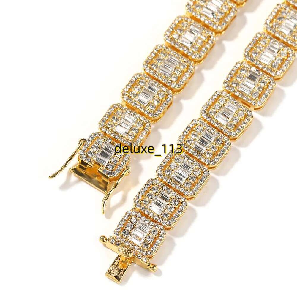 13mm Square Baguette Chains Crystal Necklaces Hip Hop Chain Necklace Full Iced Out Alloy Jewelry