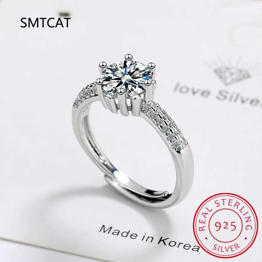 Real 2 ct 8mm Moissanite Wedding Ring For Women Sterling Sier Band D Color VVS Dia Engagement Fine Jewelry