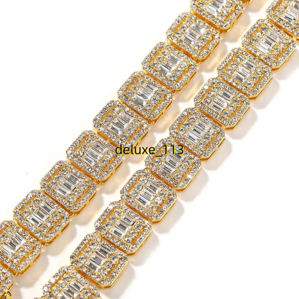 13mm Square Baguette Chains Crystal Necklaces Hip Hop Chain Necklace Full Iced Out Alloy Jewelry