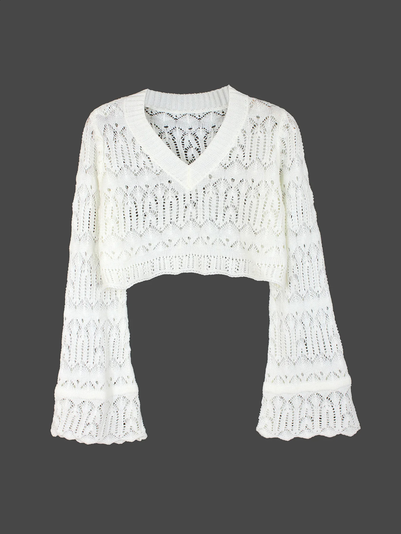 Sweater Vneck long sleeved short street beach vacation for spring and summer 250122
