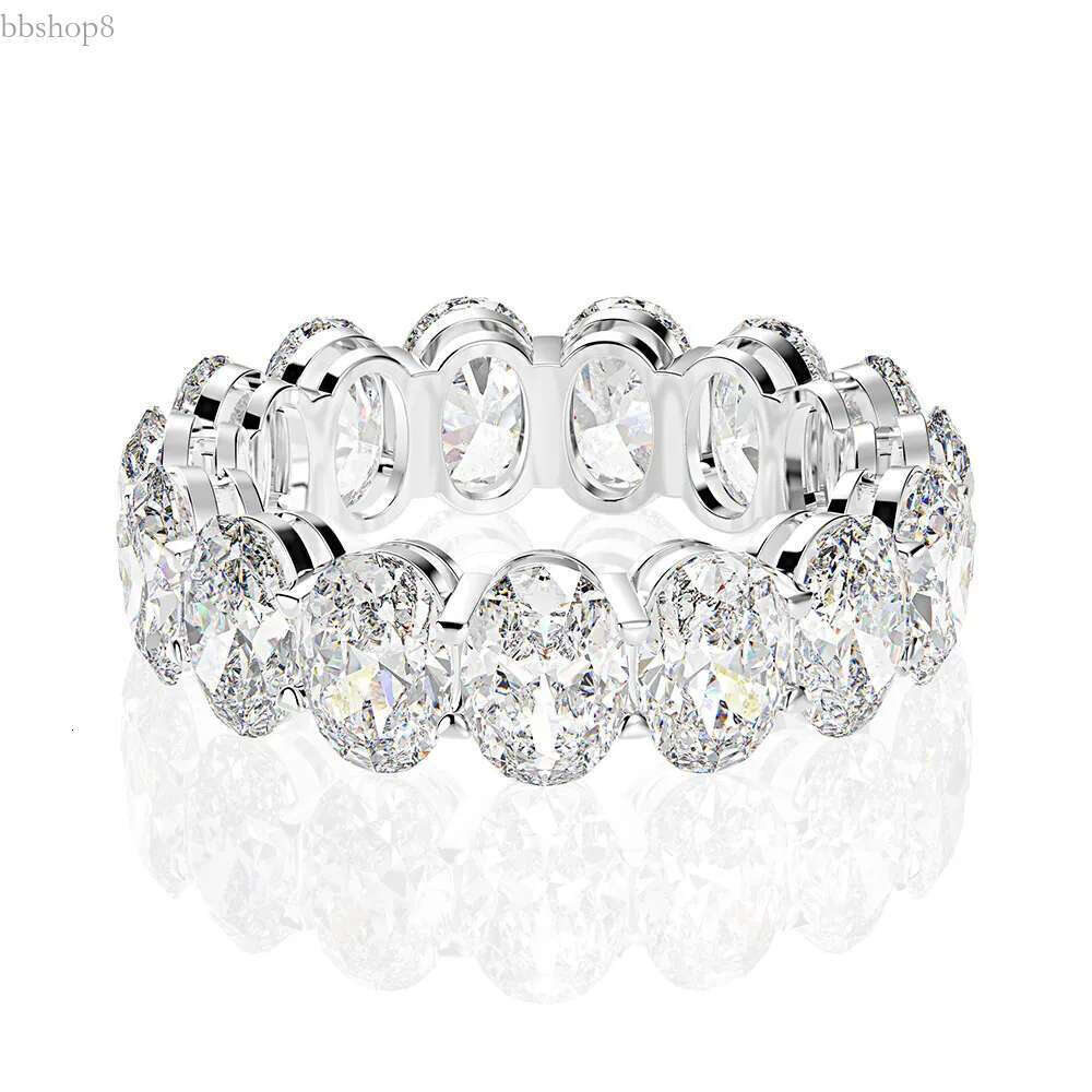Eternity Oval cut Moissanite Dia Ring 100% Original sterg sier Engagement Wedding band Rings for Women Men Jewelry