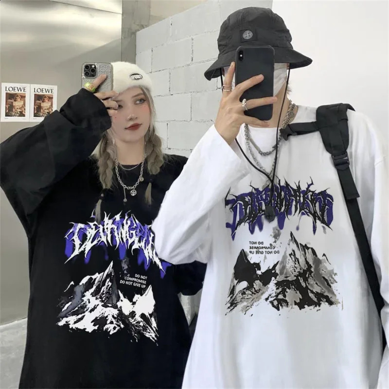 Mens T-shirt summer anime Korean clothing retro long sleeved T-shirt autumn streetwear graphic T-shirt y2k mens T-shirt 250117