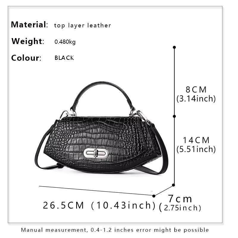 Crocodile Crossbody Women's With A Cowhide Leather Top Layer Fashion And Versatile Shoulder Bag