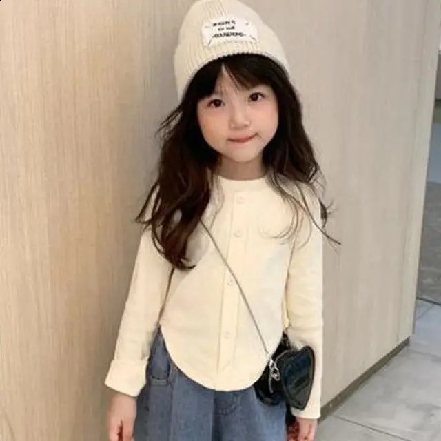 Spring Autumn Girls Suit Korean Style Bottoming Shirt Top Casual Jeans Girls Wide-leg Pants Loungewear 250113