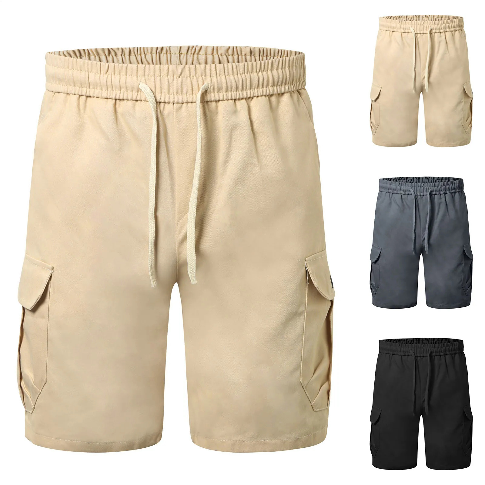 2024 Summer Cargo Short Men Fashion Casual Shorts Mens Cargo Pocket Pants Cotton Male Shorts No Belt Plus Size 250113