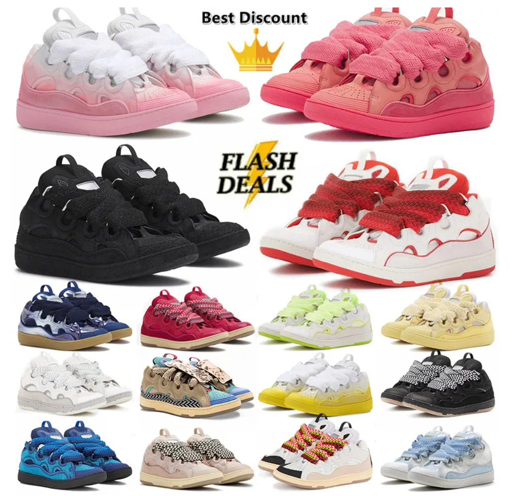 Top Quality Designer Shoes Curb Sneakers Men Women Luxury Shoe Embossed Calfskin Stripe Stretch Cotton Low All Black Pink
