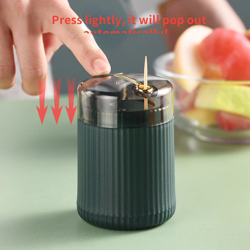 Simple Toothpick Box Toothpick Dispenser Ceative Push Automatic Eject Toothpick Jar Holder Household Toothpick Holder Container 250115